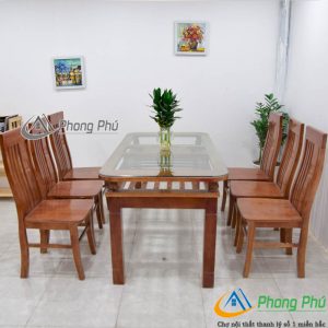 Bàn ăn gỗ xoan 6 ghế BNA6